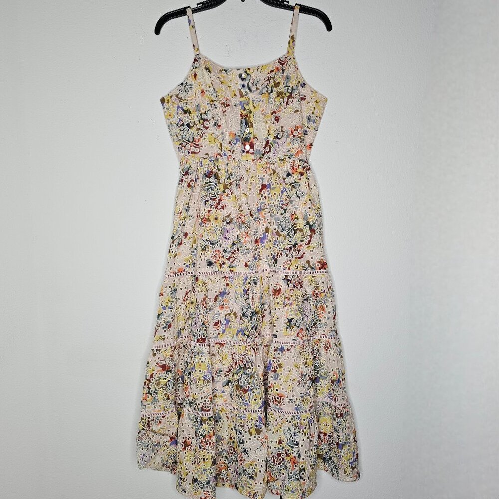 NWT Evereve Women's Pink Floral/Lizzy Eyelet Dress Size Medium